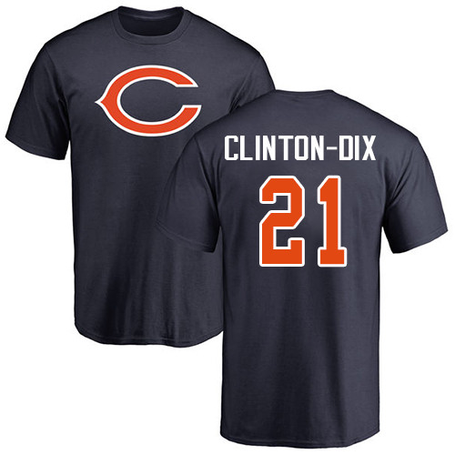 Chicago Bears Men Navy Blue Ha Ha Clinton-Dix Name and Number Logo NFL Football #21 T Shirt->nfl t-shirts->Sports Accessory